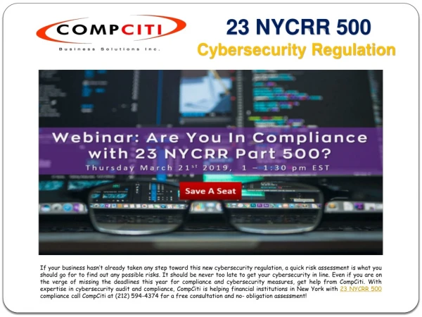 23 NYCRR Part 500 Cybersecurity
