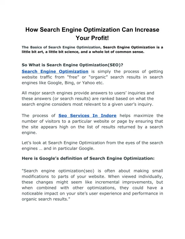 How Search Engine Optimization Can Increase Your Profit!