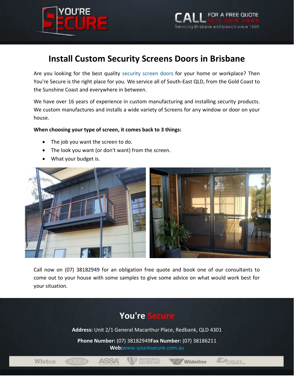 install custom security screens doors in brisbane