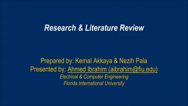 Research &amp; Literature Review