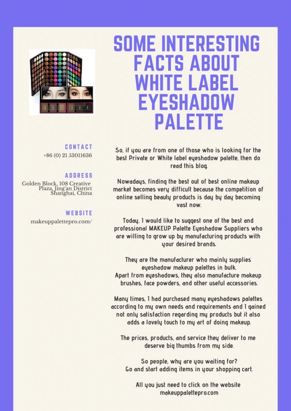 White Label Eyeshadow Manufacturer in China