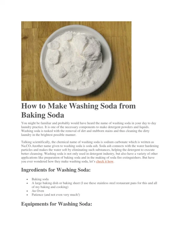 Making washing soda from banking soda at home