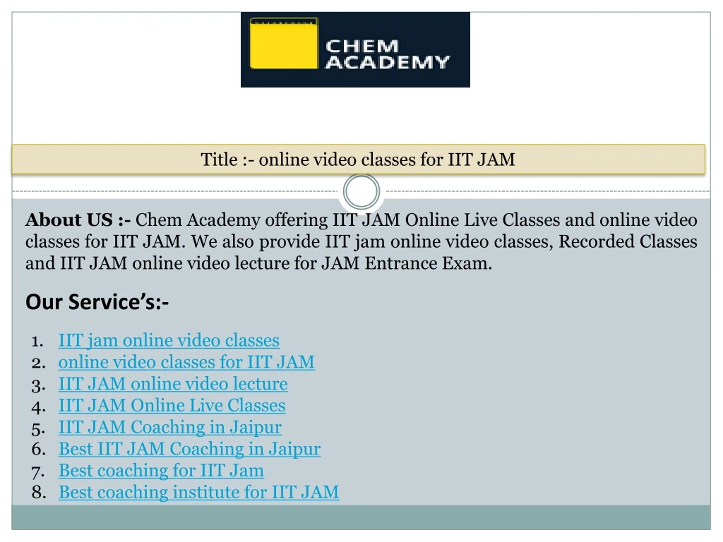 title online video classes for iit jam