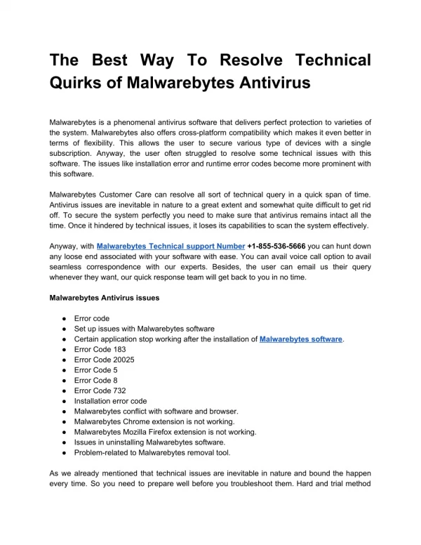 The Best Way To Resolve Technical Quirks of Malwarebytes Antivirus