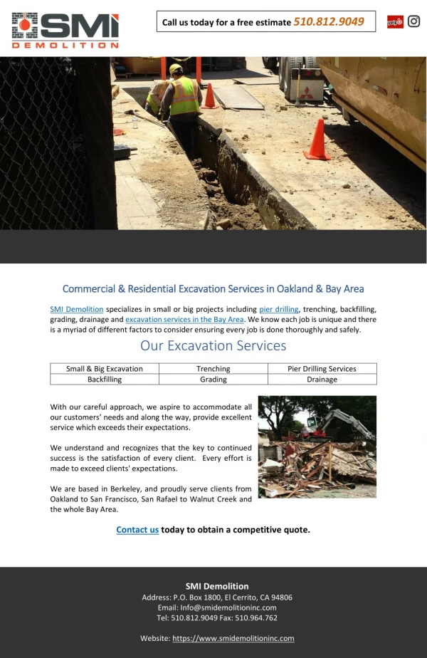 Commercial & Residential Excavation Services in Oakland & Bay Area