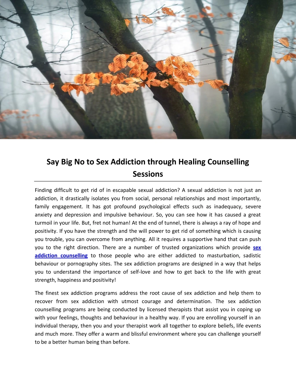 say big no to sex addiction through healing