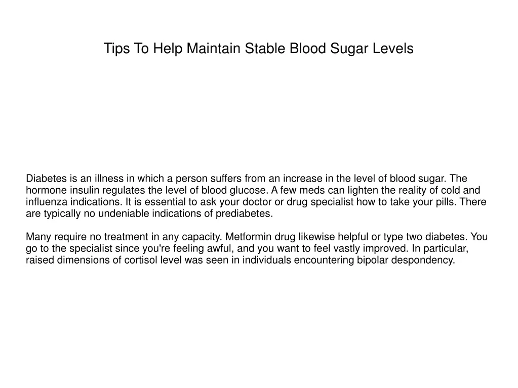 tips to help maintain stable blood sugar levels