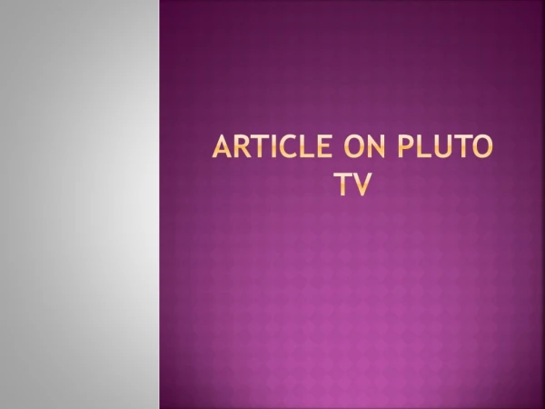 Article on Pluto TV