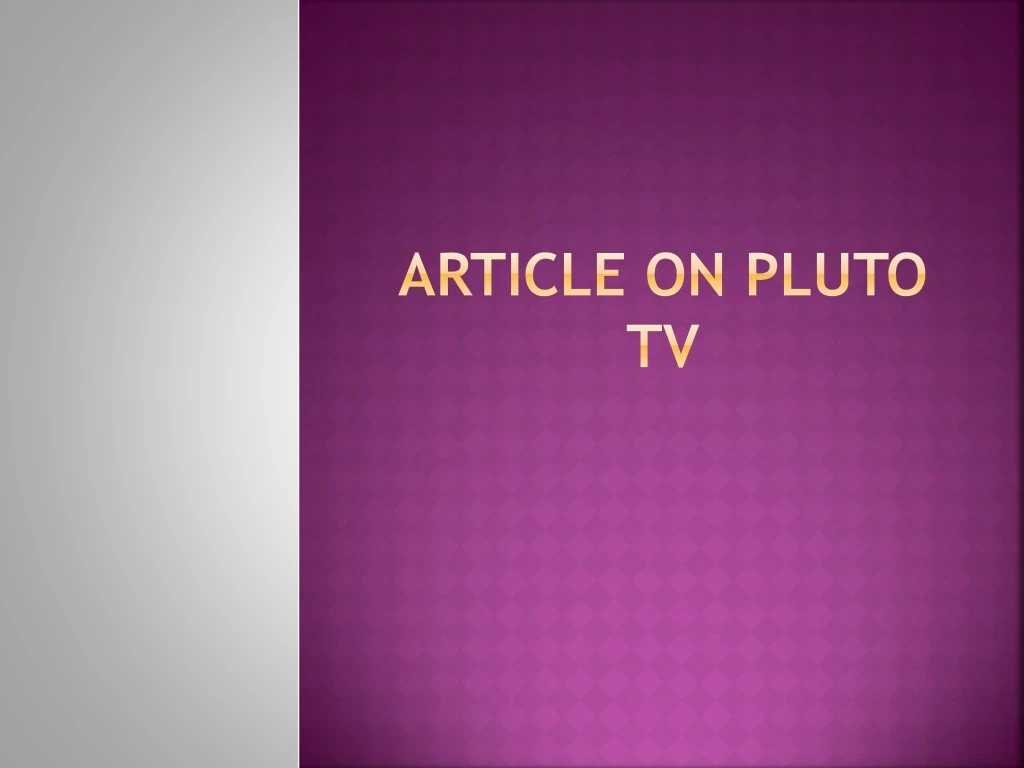 article on pluto tv