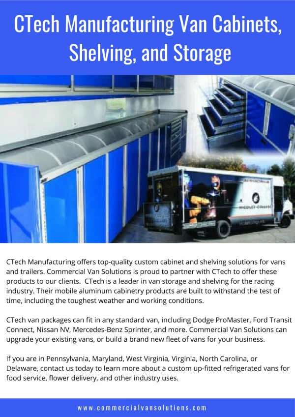 CTech Manufacturing Van Cabinets, Shelving, and Storage