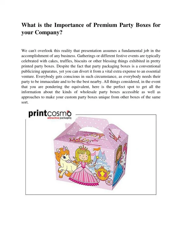 What is the Importance of Premium Party Boxes for your Company
