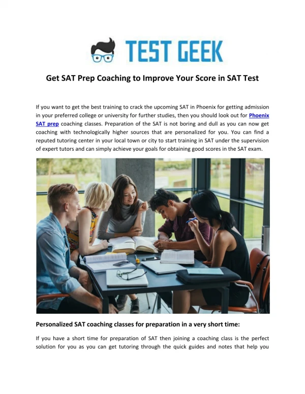 Get SAT Prep Coaching to Improve Your Score in SAT Test