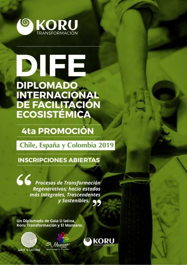 DIFE 2019: Diplomado Internacional de Facilitación Ecosistémica (Chile, España y Colombia).