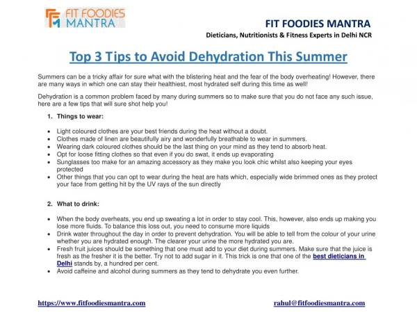Top 3 Tips to Avoid Dehydration This Summer