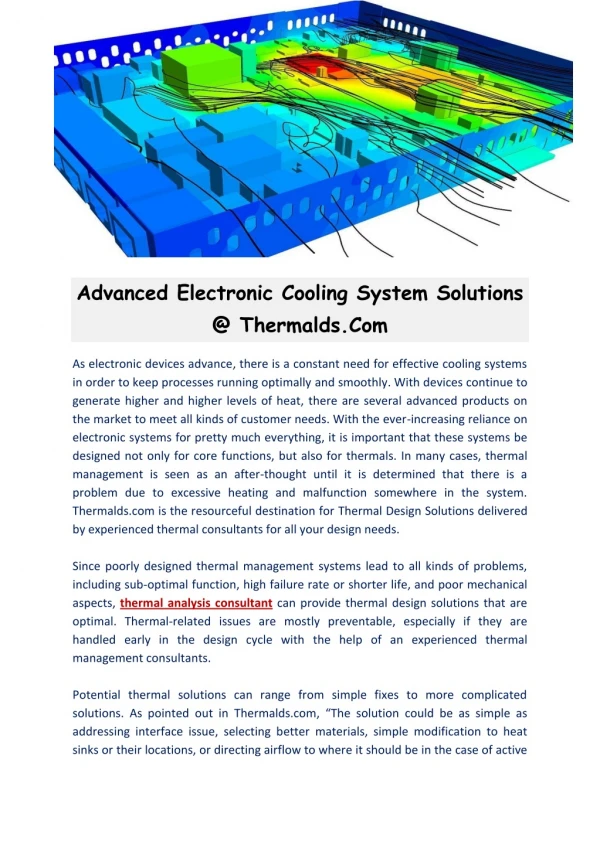 Electronic Cooling System - Thermalds.Com