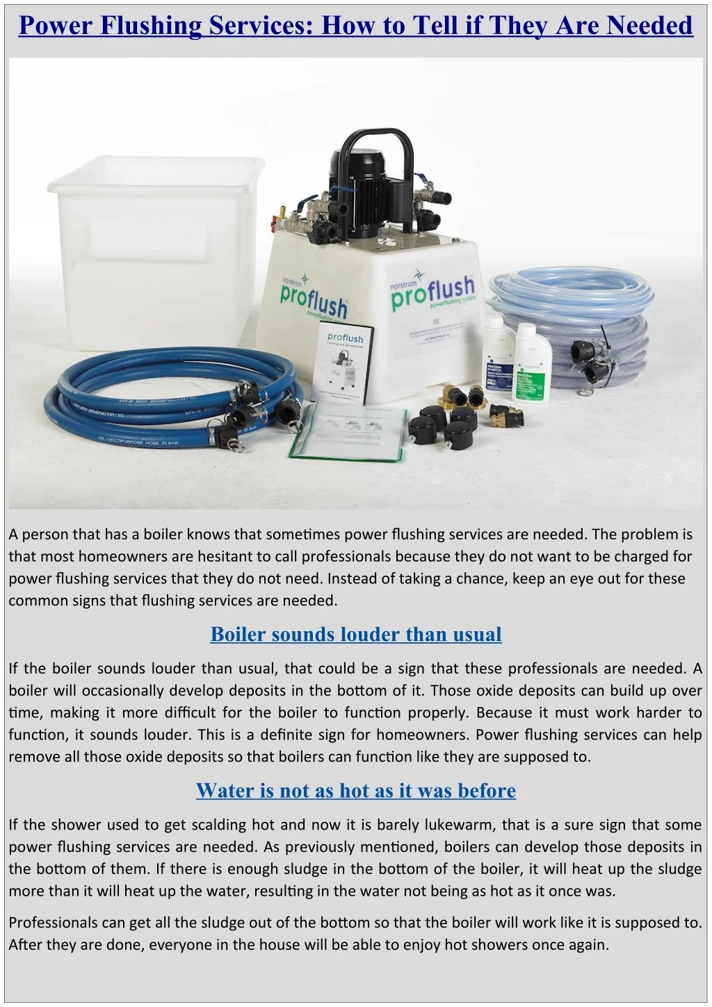 power flushing services how to tell if they