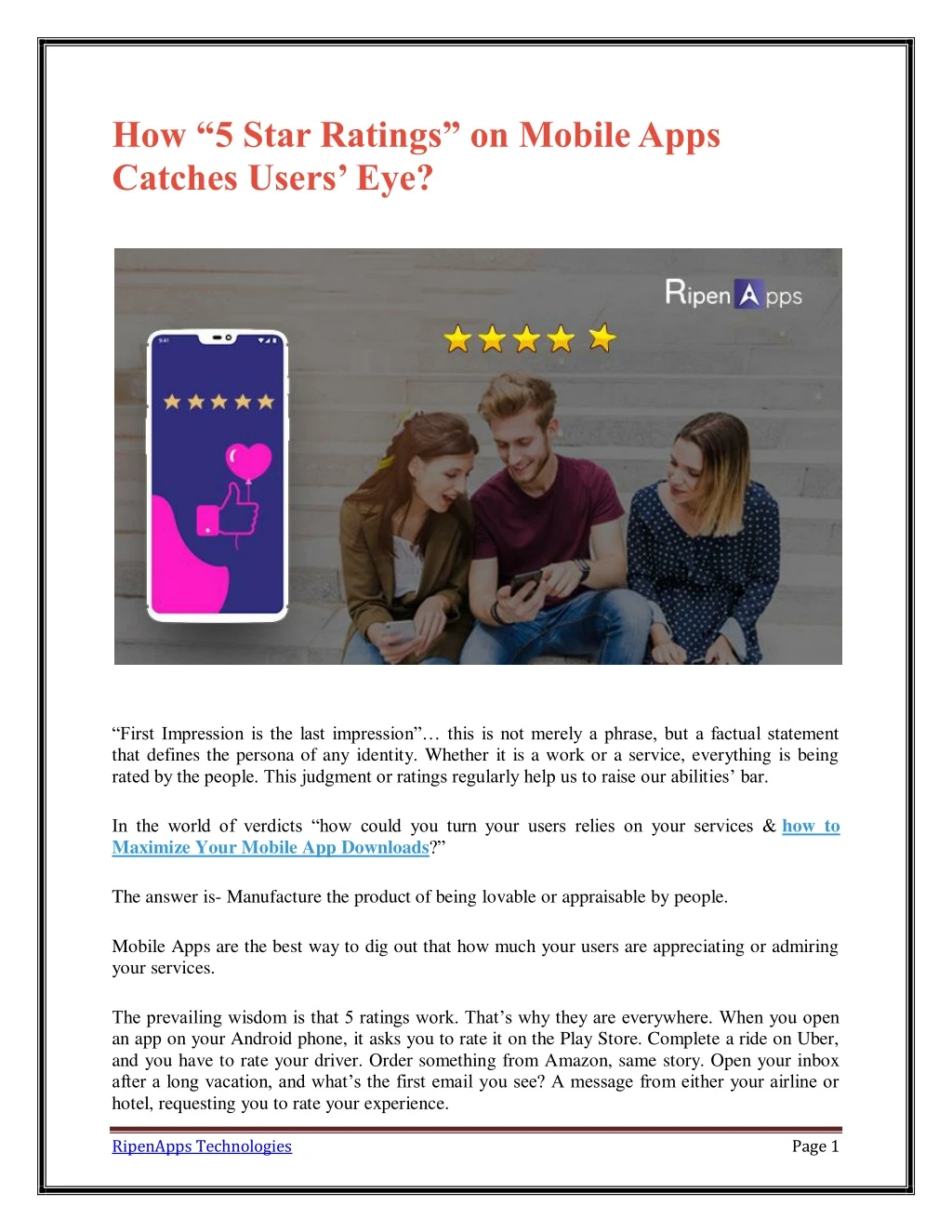 how 5 star ratings on mobile apps catches users