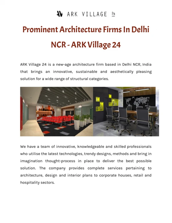 Prominent Architecture Firms In Delhi NCR - ARK Village 24