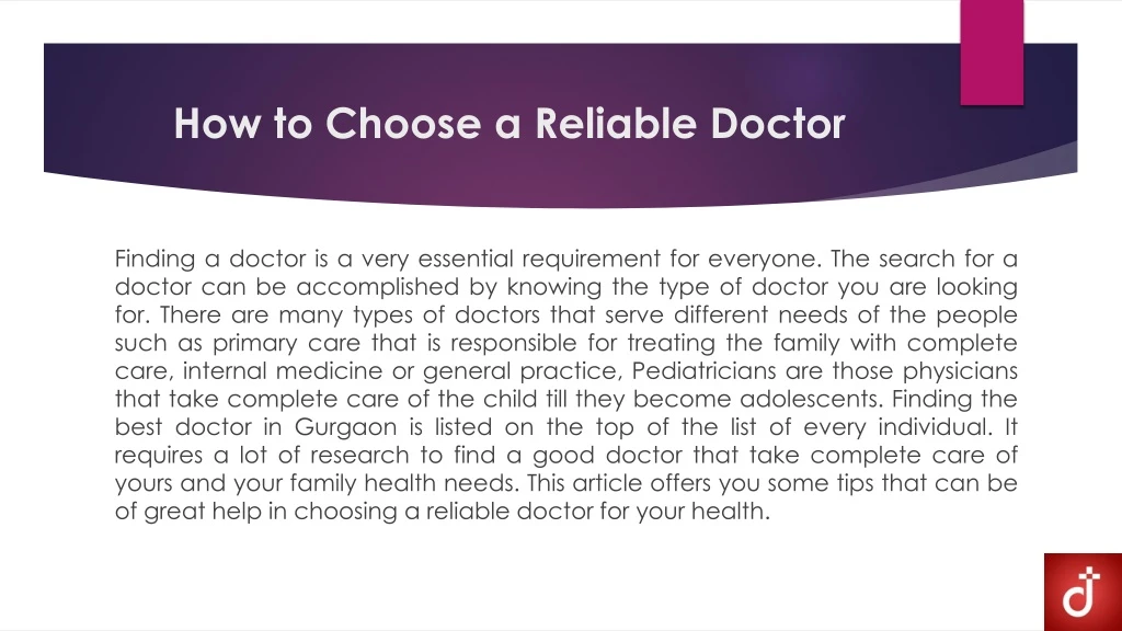 how to choose a reliable doctor