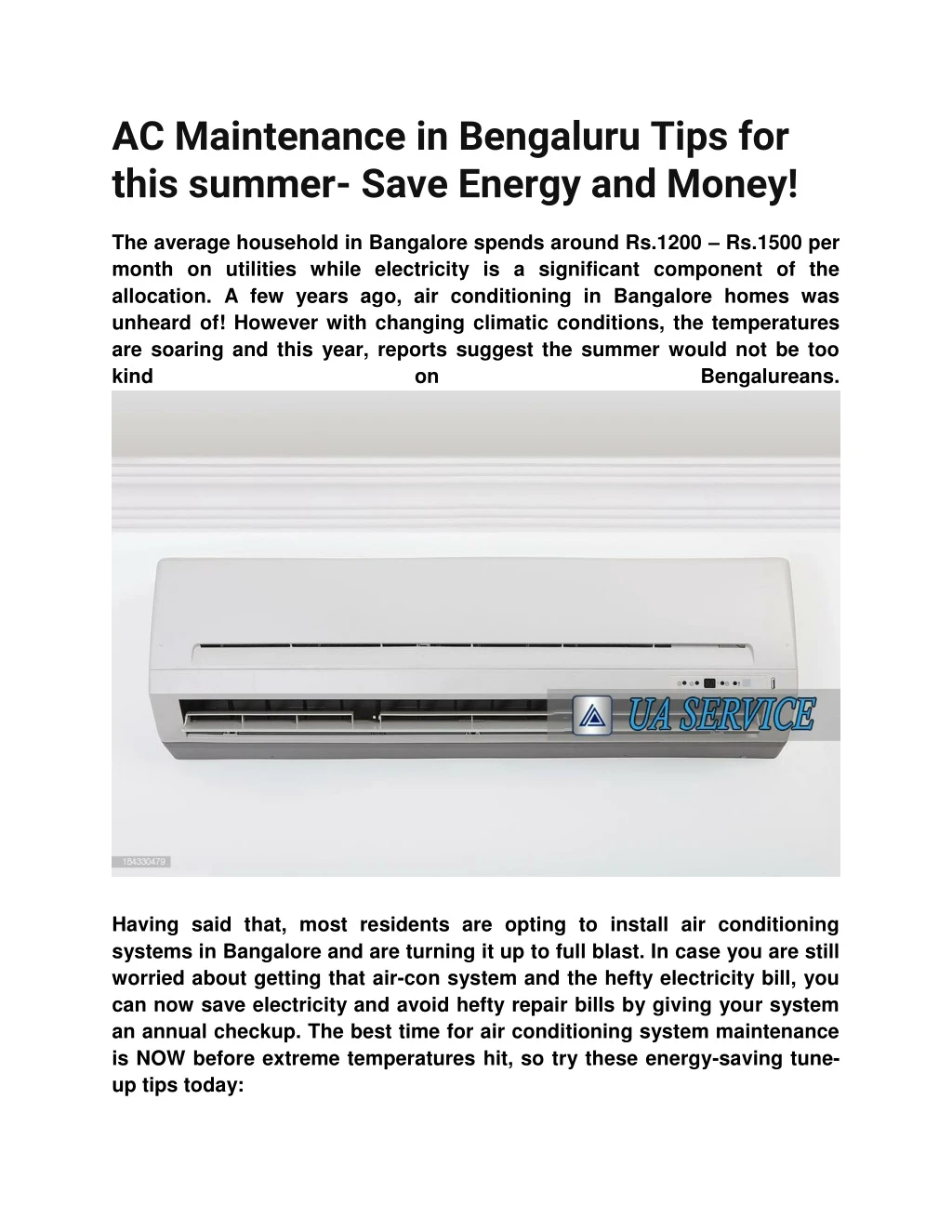 ac maintenance in bengaluru tips for this summer