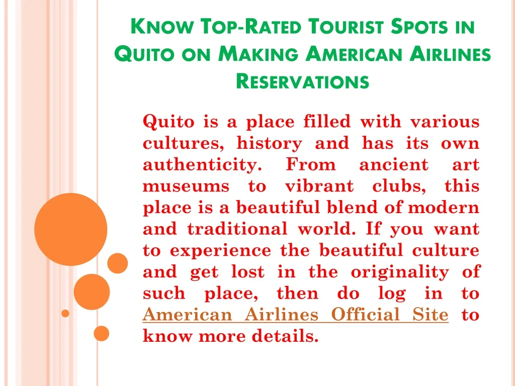 know top rated tourist spots in quito on making american airlines reservations