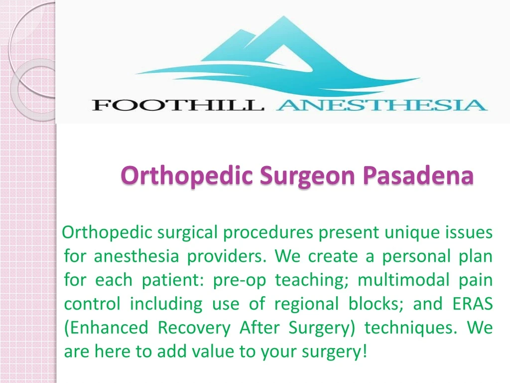 orthopedic surgeon pasadena