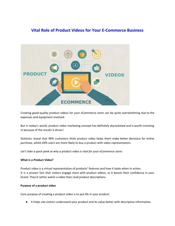 Vital Role of Product Videos for Your E-Commerce Business
