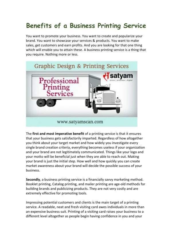 Benefits of a Business Printing Service