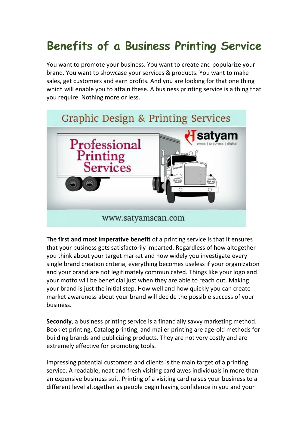 benefits of a business printing service