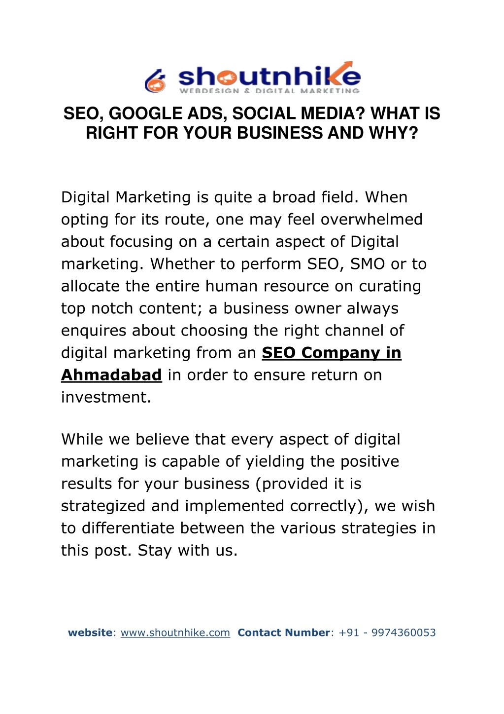 seo google ads social media what is right
