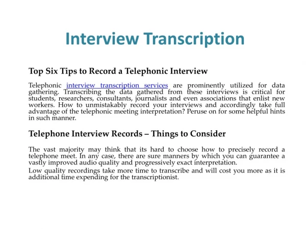 Interview Transcription Services