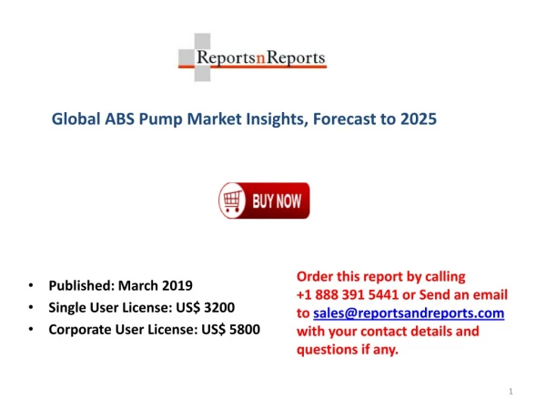 ABS Pump Market Industry Size, Regional Outlook, Price Trend, Market Share and Forecast 2019-2025