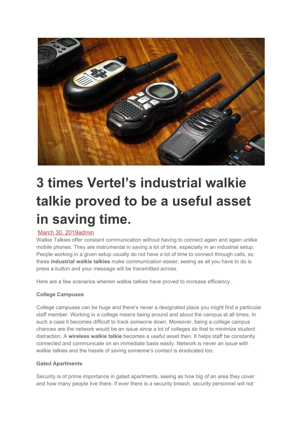 3 times vertel s industrial walkie talkie proved