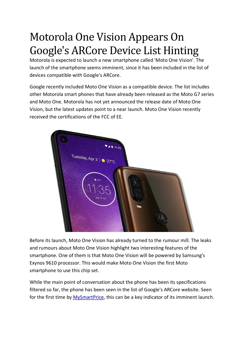 motorola one vision appears on google s arcore