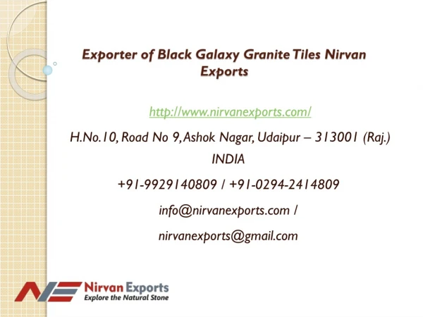 Exporter of Black Galaxy Granite Tiles Nirvan Exports