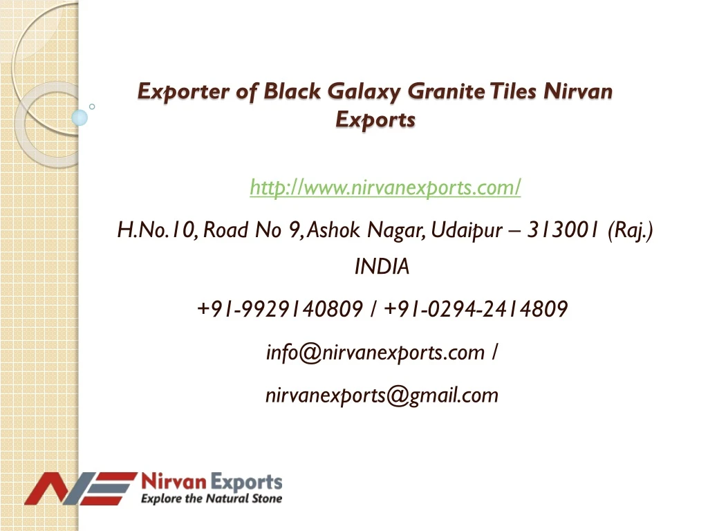 exporter of black galaxy granite tiles nirvan exports