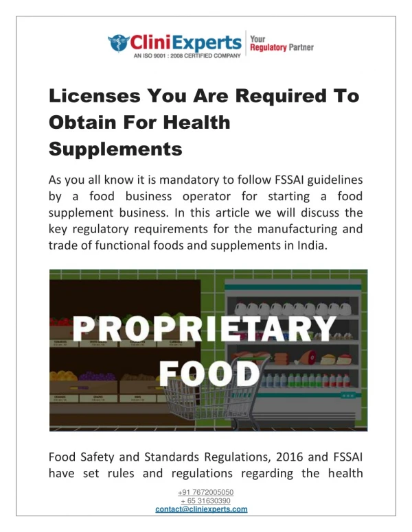 Licenses You Are Required To Obtain For Health Supplements
