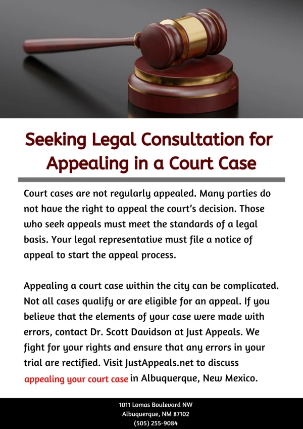 Seeking Legal Consultation for Appealing in a Court Case