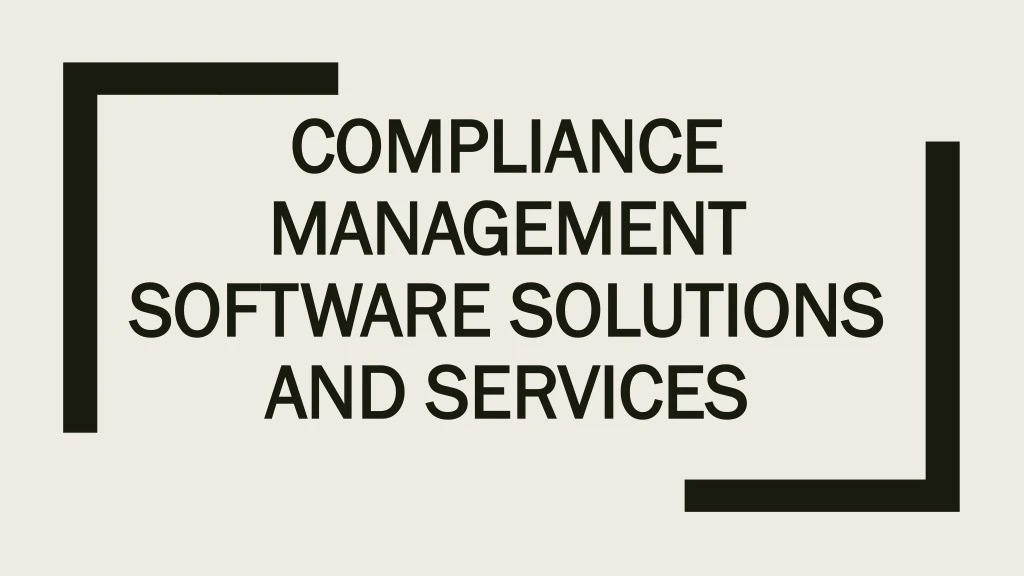 compliance management software solutions and services