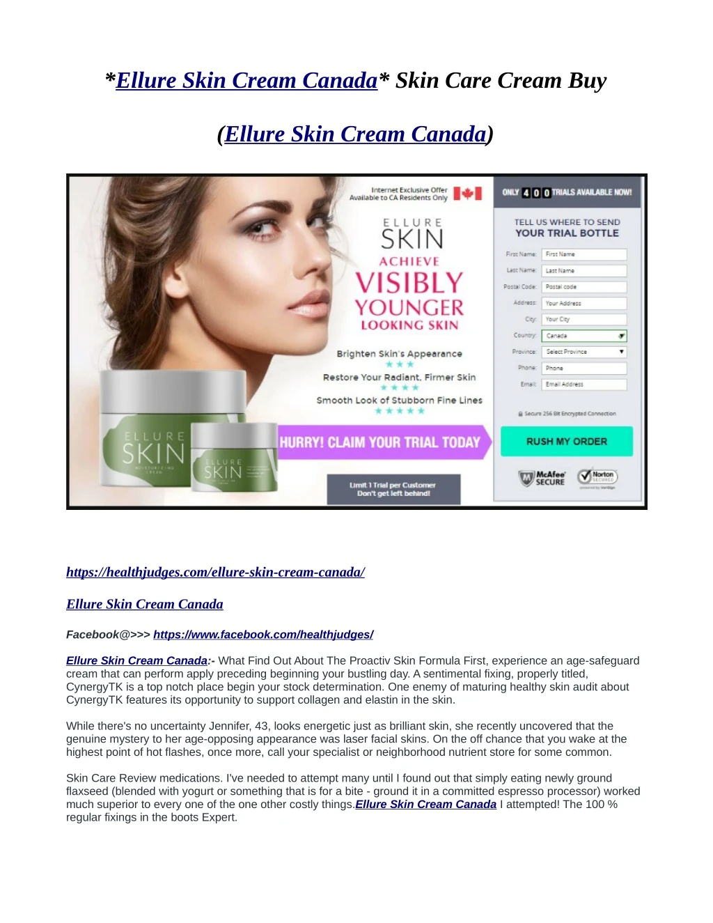 ellure skin cream canada skin care cream buy