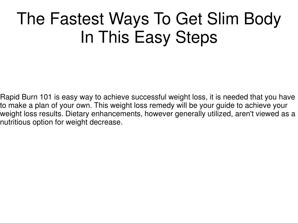 the fastest ways to get slim body in this easy steps