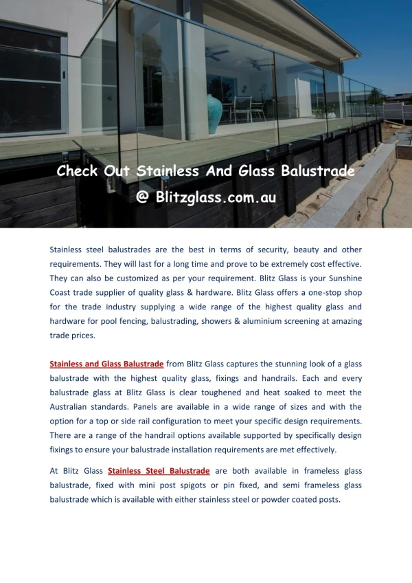 Stainless And Glass Balustrade - Blitzglass.com.au