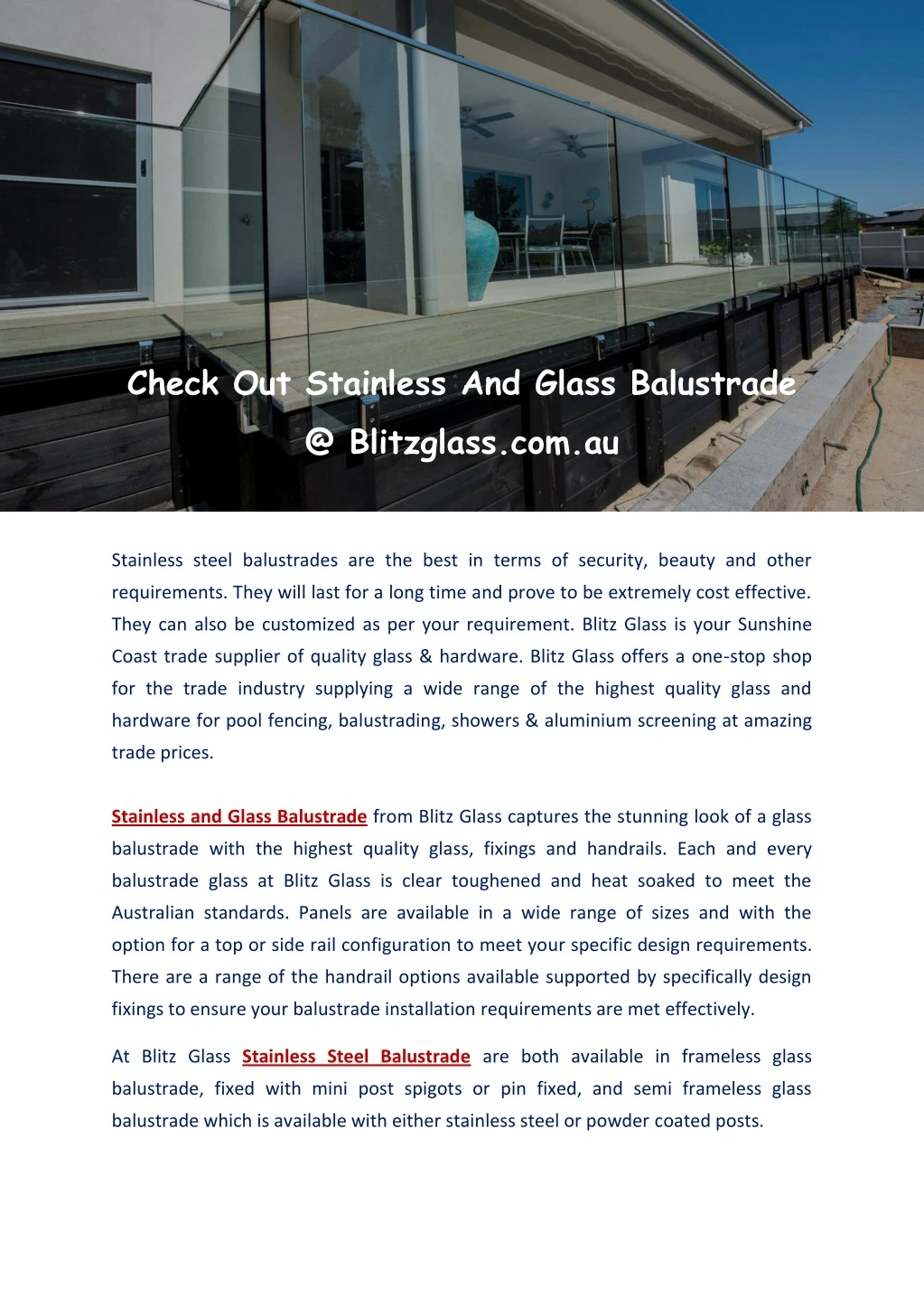 check out stainless and glass balustrade