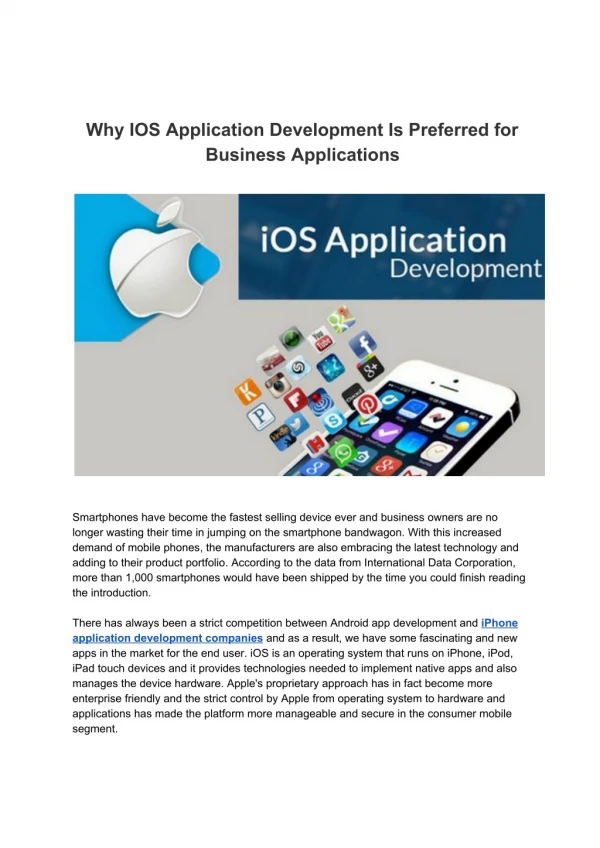 Why IOS Application Development Is Preferred for Business Applications