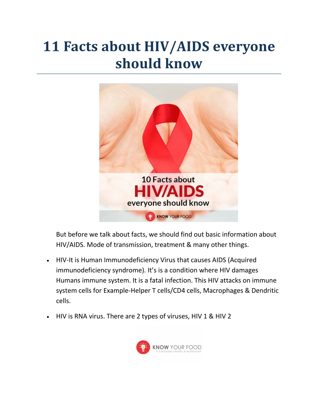 11 facts about hiv aids everyone should know