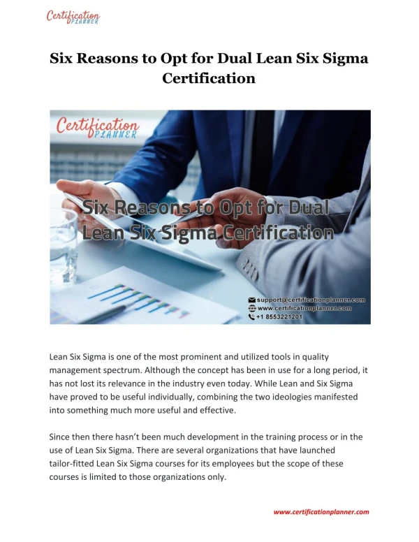 Six Reasons to Opt for Dual Lean Six Sigma Certification