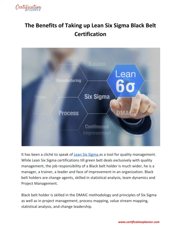 The Benefits of Taking up Lean Six Sigma Black Belt Certification