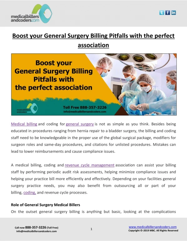 Boost your General Surgery Billing Pitfalls with the perfect association