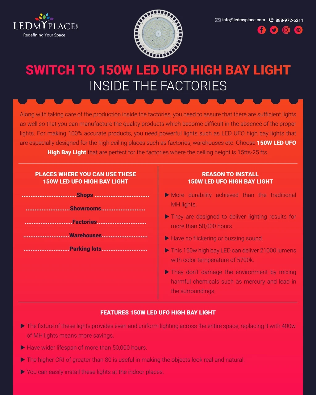 switch to 150w led ufo high bay light inside
