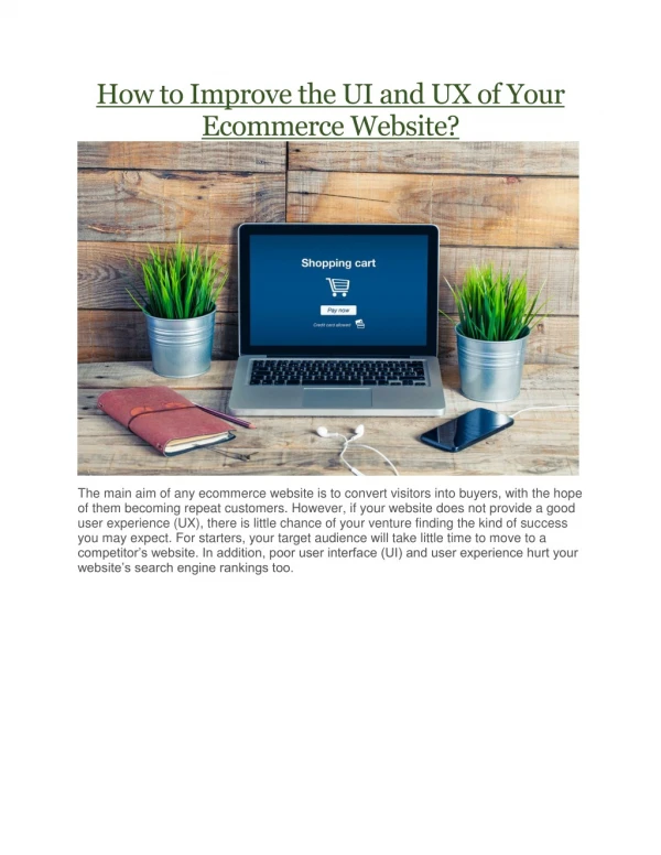 How to Improve the UI and UX of Your Ecommerce Website